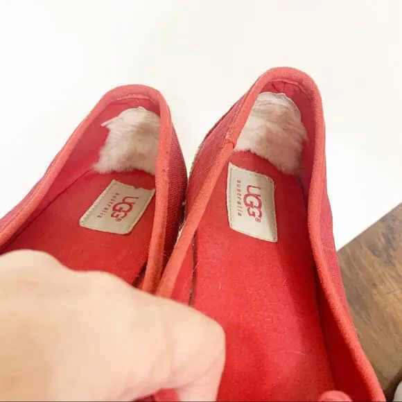 Ugg Syleste Red Espadrille Canvas Slip-On Flats