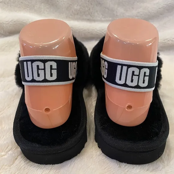 UGG UGGS Disco Slides Sandals Black &amp; White Kids Size 5 = Women's Size 6.5 NWOB