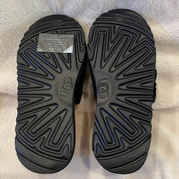 UGG UGGS Disco Slides Sandals Black &amp; White Kids Size 5 = Women's Size 6.5 NWOB