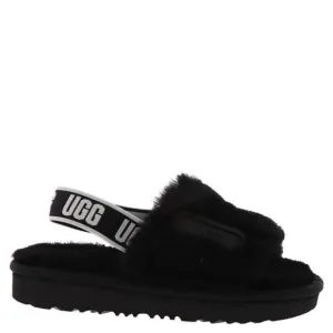 UGG UGGS Disco Slides Sandals Black &amp; White Kids Size 5 = Women's Size 6.5 NWOB