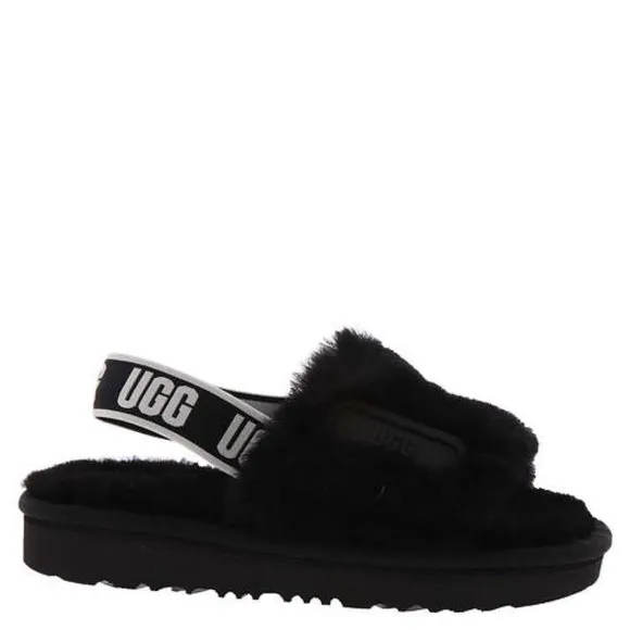 UGG UGGS Disco Slides Sandals Black &amp; White Kids Size 5 = Women's Size 6.5 NWOB