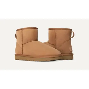 UGG Womens Classic Mini II Sheepskin Suede Boots Chestnut Brown‎ Size 8