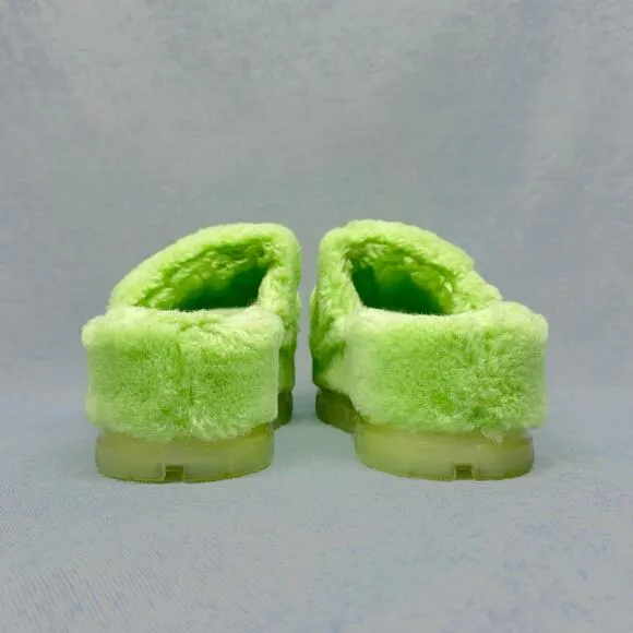 UGG Women’s Fluffita Platform Slides in Bright Green, Size 9