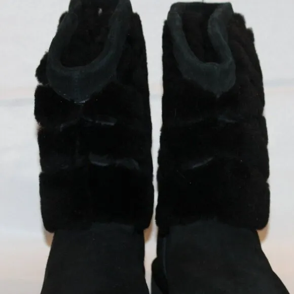 UGG‎ WOMEN'S TANIA CLASSIC SHORT SHEARLING SUEDE WINTER BOOTS BLACK SZ 6