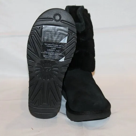 UGG‎ WOMEN'S TANIA CLASSIC SHORT SHEARLING SUEDE WINTER BOOTS BLACK SZ 6