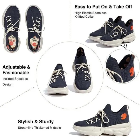 UIN Women's Chunky Fashion Sneakers Walking Casual Shoes (Ronda 6- Anthracite)