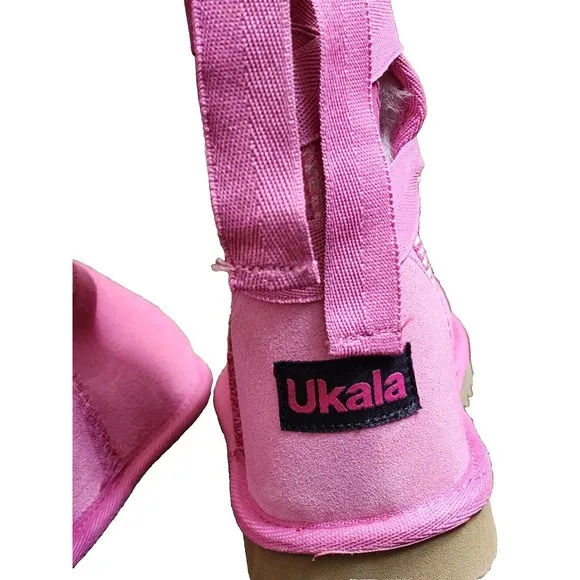Ukala Australian Midcalf Pink Suede Boots US Size 5 Merino Wool Lining NEW