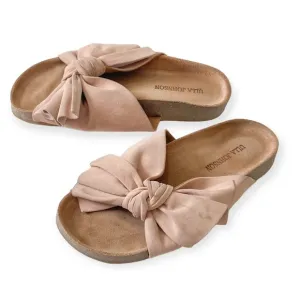 Ulla Johnson Ingrid Bow Slides Sandals, Pink/Blush, Size 38EU