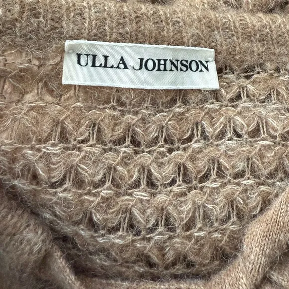 ULLA JOHNSON Lara Pullover L Alpaca Wool Open Knit Puff Balloon Sleeve Sweater