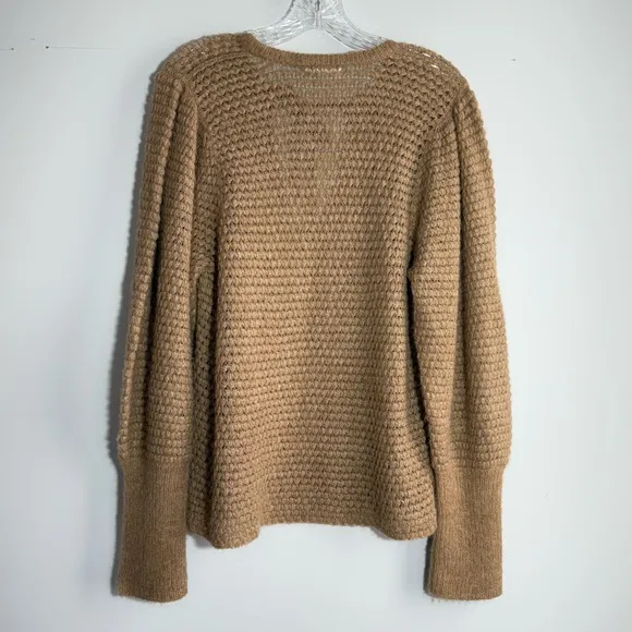 ULLA JOHNSON Lara Pullover L Alpaca Wool Open Knit Puff Balloon Sleeve Sweater