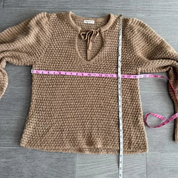 ULLA JOHNSON Lara Pullover L Alpaca Wool Open Knit Puff Balloon Sleeve Sweater