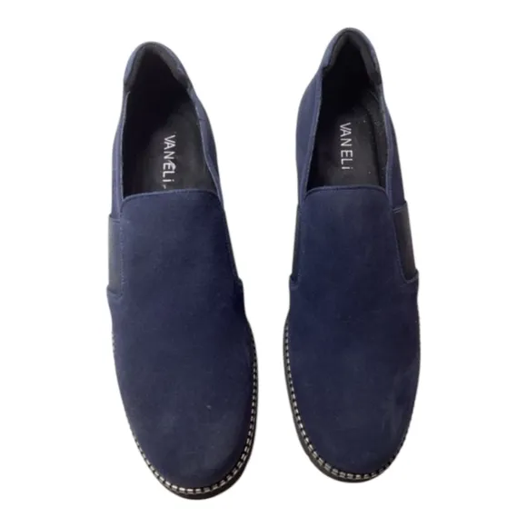 Vaneli Deep Blue Suede Slip-On Shoes