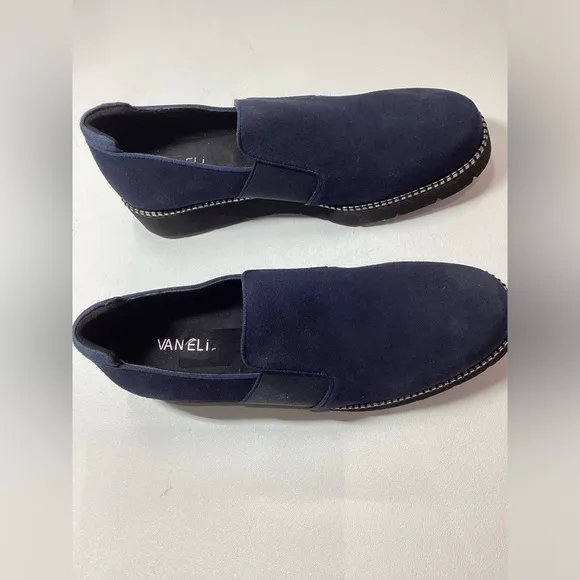 Vaneli Deep Blue Suede Slip-On Shoes