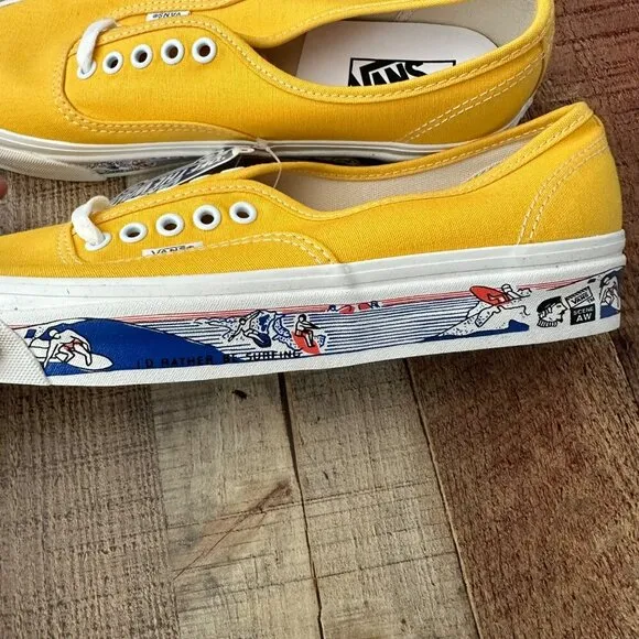 Vans Authentic 44 Dx Yellow Canvas Surfer Sneakers Size Mens 9.5/Womens 11