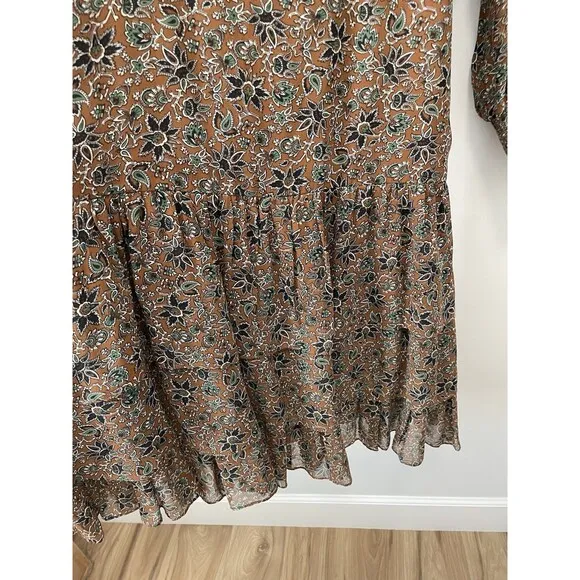 Veronica Beard Dress 16 Tunis Viscose Cinnamon Designer Festival Boho Neutral