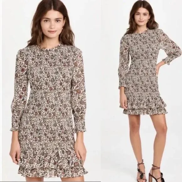 Veronica Beard Farha Floral Smocked Dress Size 0