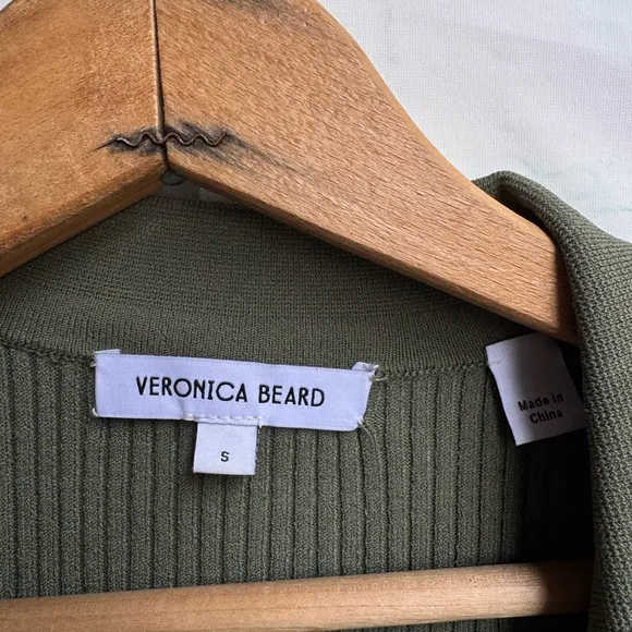 Veronica Beard Lauper Sweater Dress Stone Army size S Gold Buttons