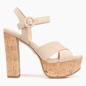 Veronica Beard Lucille Cork Suede Platform Sandals