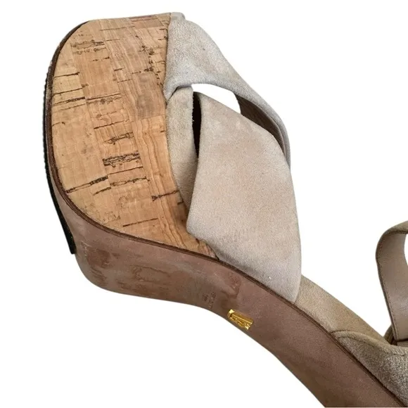 Veronica Beard Lucille Cork Suede Platform Sandals