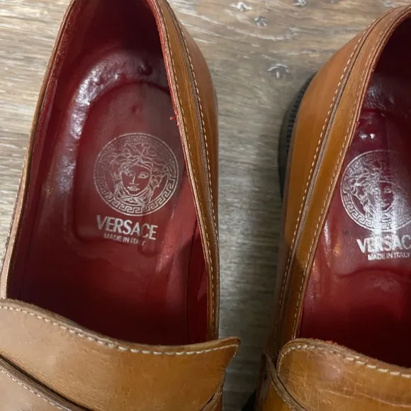 Versace  Brown Penny Loafer Leather Dress Shoes Size 42 1/2 (9.5)