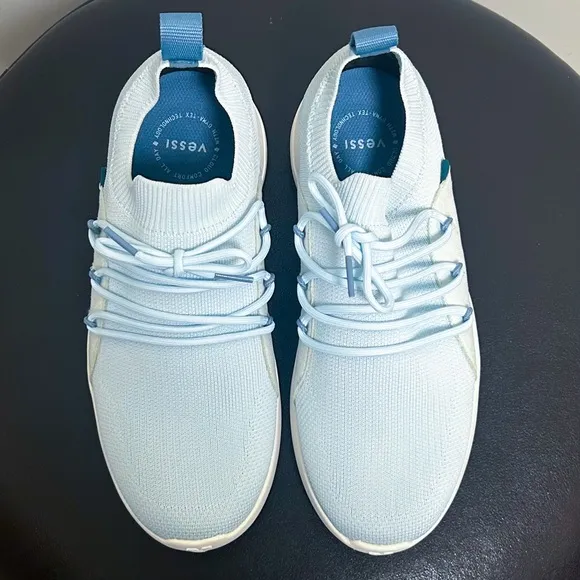 Vessi Day Daydream Blue Mens Cityscape Classic Pull On Knit Sneakers NIB 7