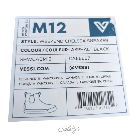 Vessi Weekend Chelsea Mens 12 Asphalt Black White Dyma-Tex Waterproof Knit Boot