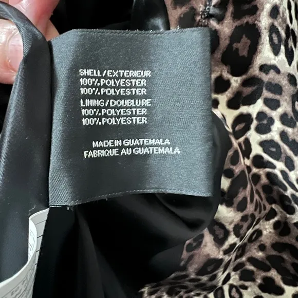 Via Spiga Italia Leopard Peplum Tie Waist Lightweight Raincoat Removable Hood