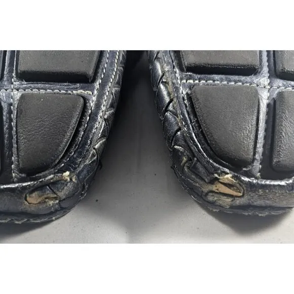 Vibram Navy Blue Woven Penny Loafers Leather Shoes Size 12 W Made In Italy