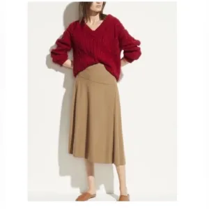 Vince Camel/Beige Lightweight Wool Blend Asymmetrical Midi Skirt S