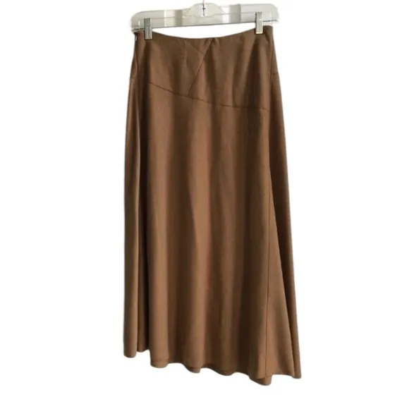 Vince Camel/Beige Lightweight Wool Blend Asymmetrical Midi Skirt S