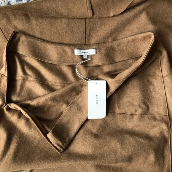Vince Camel/Beige Lightweight Wool Blend Asymmetrical Midi Skirt S