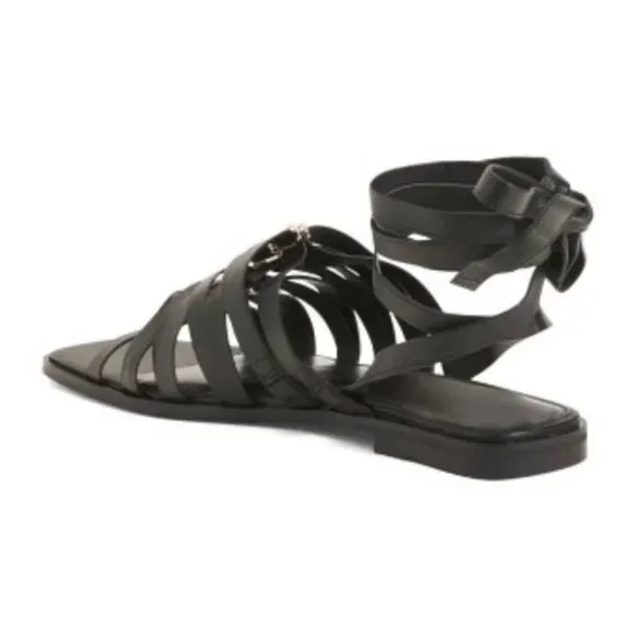 Vince Camuto Lavelinn Black Leather Wrap Around Sandals
