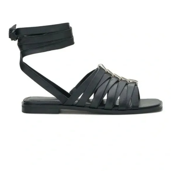 Vince Camuto Lavelinn Black Leather Wrap Around Sandals