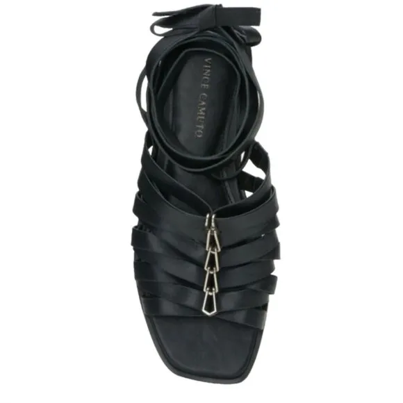 Vince Camuto Lavelinn Black Leather Wrap Around Sandals