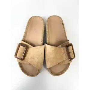Vince Grant Women's Tan Suede Slip On Slide Sandals Size 5