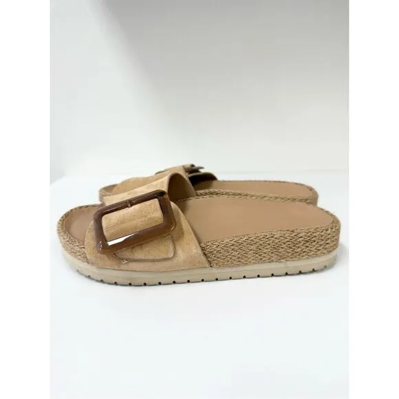 Vince Grant Women's Tan Suede Slip On Slide Sandals Size 5