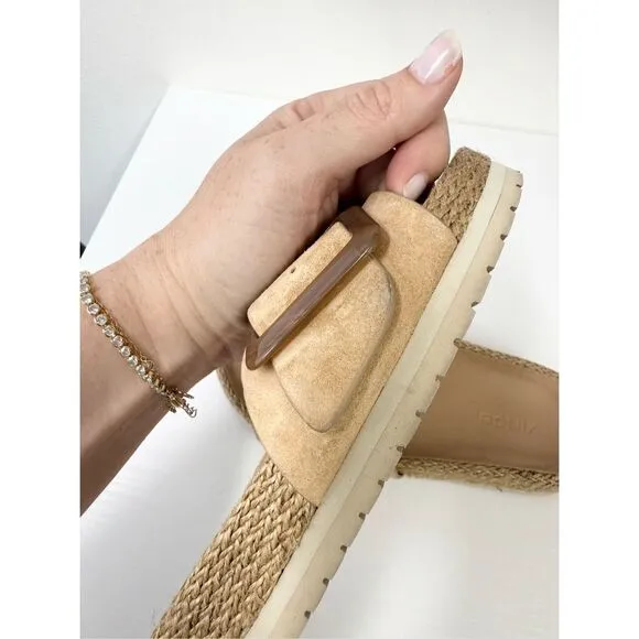 Vince Grant Women's Tan Suede Slip On Slide Sandals Size 5