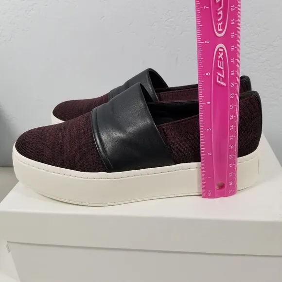 Vince. Ward Knit Leather Platform Slip On Sneakers