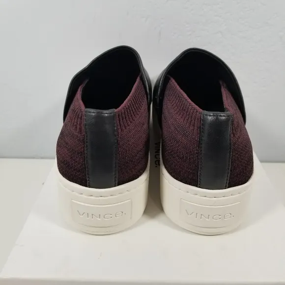 Vince. Ward Knit Leather Platform Slip On Sneakers