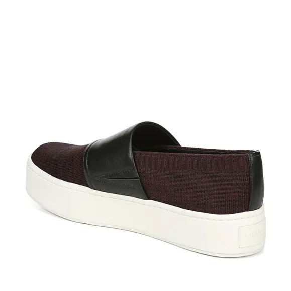 Vince. Ward Knit Leather Platform Slip On Sneakers