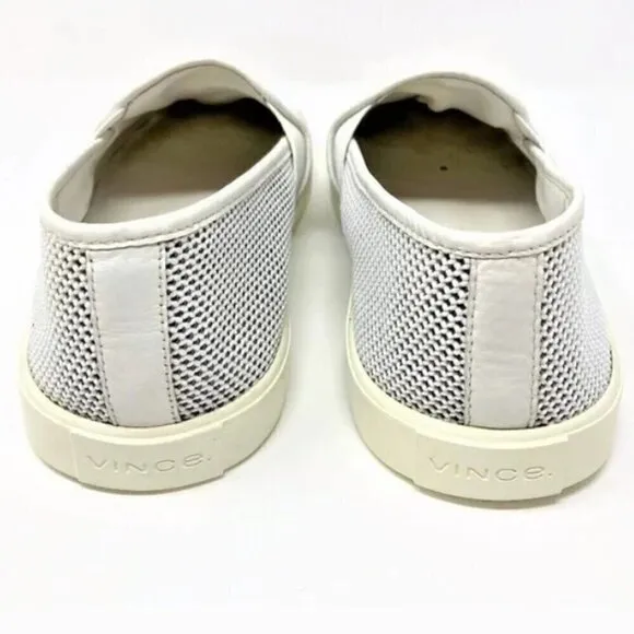 Vince White Knit Leather Slip-On Sneakers - Size 9 EU 39