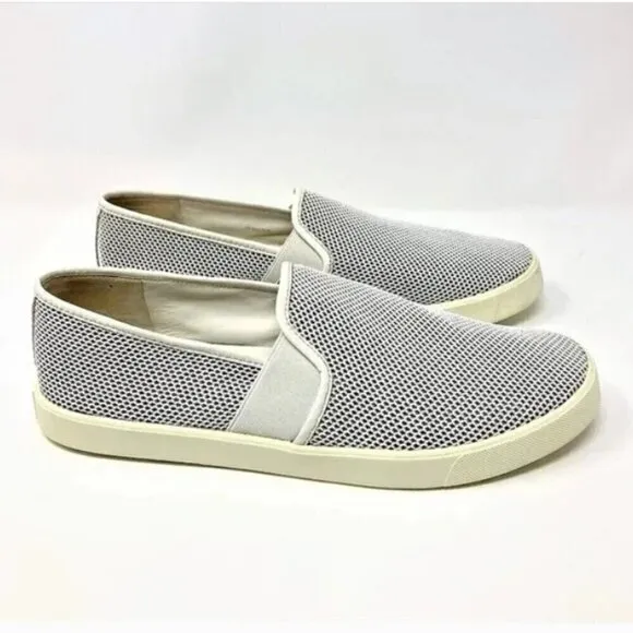 Vince White Knit Leather Slip-On Sneakers - Size 9 EU 39
