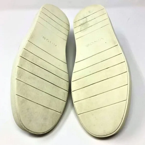 Vince White Knit Leather Slip-On Sneakers - Size 9 EU 39