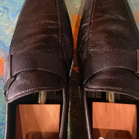 Vintage classic 90s Prada Black Leather Slip-On Loafers Elegance Size 9