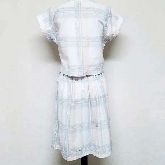 VINTAGE Joni Blair Pastel Pink Blue Checkered Plaid Cropped Top Dress Outfit