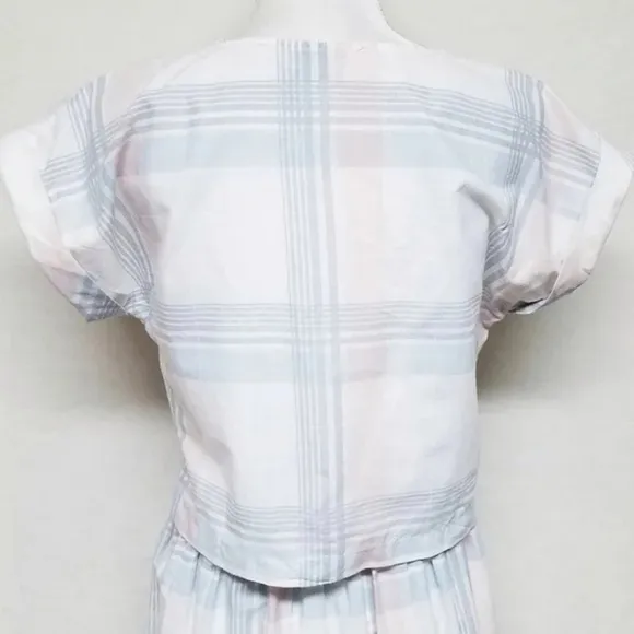 VINTAGE Joni Blair Pastel Pink Blue Checkered Plaid Cropped Top Dress Outfit