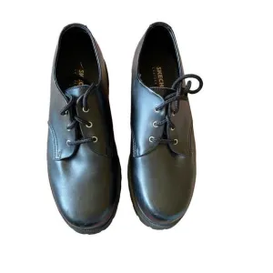 Vintage Skechers Mens Size 10,5 Black Leather Oxford Platform Loafer Lace Up
