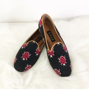 Vintage Zalo Tapestry Needlepoint Ladybug Loafers 7.5