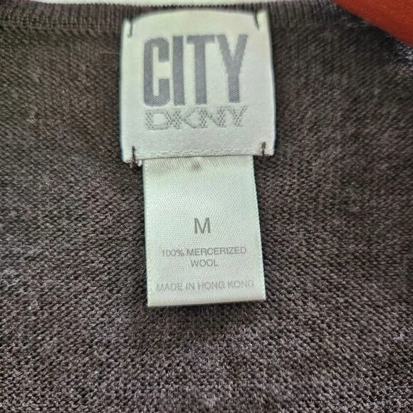 Vintage City DKNY Mercerized Wool Ruffled Brown Blouse Sweater In Rich Brown M