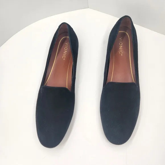 Vionic flats women's 11 black suede loafers Willa formal arch support new $130
